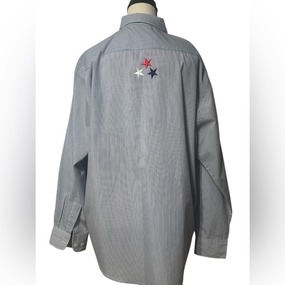 VTG PTNY Women’s size Large Button Down Long Sleeve Blue & White Striped Stars - Picture 3 of 11